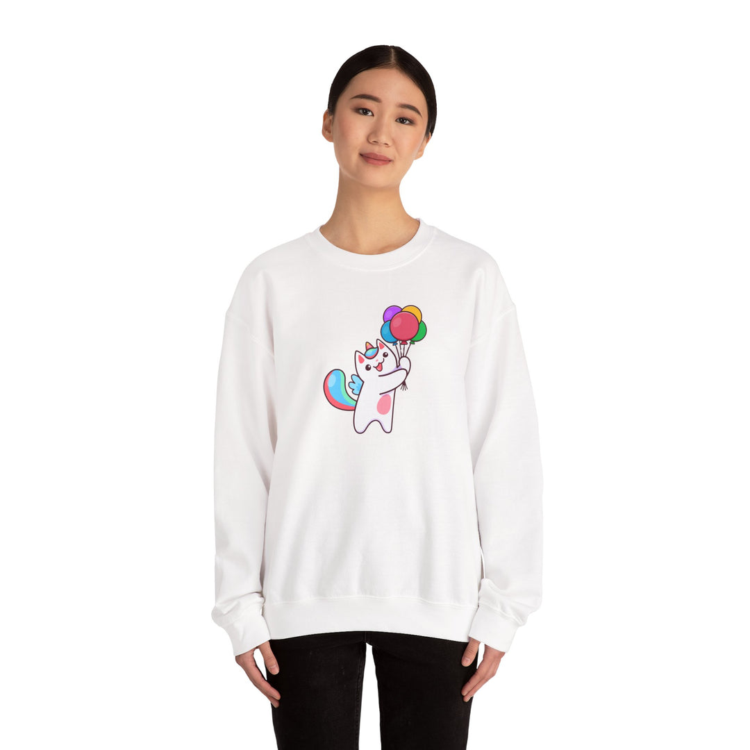 Caticorn and Balloons Unisex Crewneck Sweatshirt