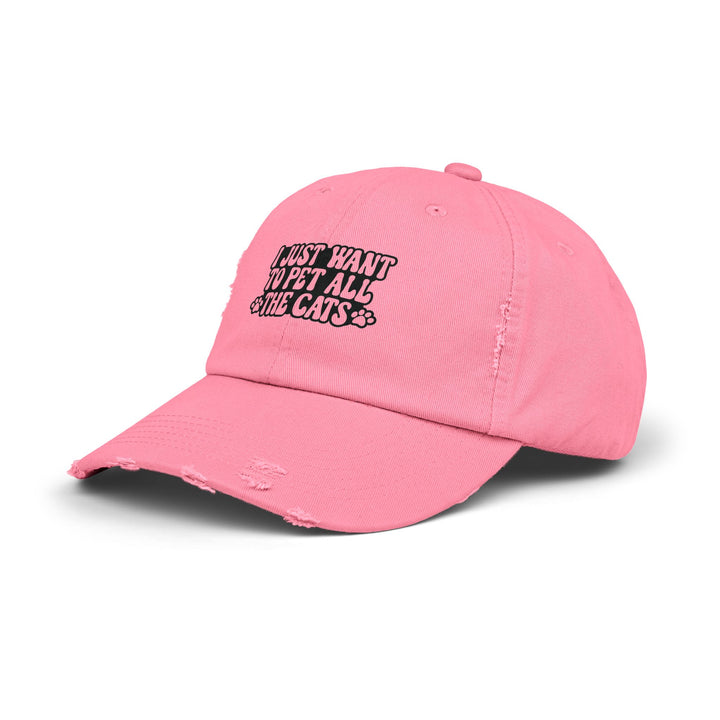 Pet All The Cats Unisex Distressed Hat