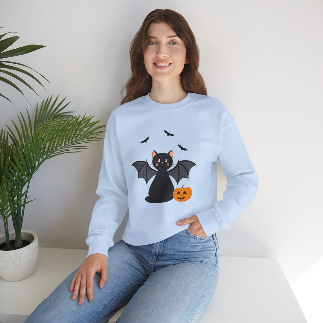 Bat Cat Halloween Crewneck Sweatshirt