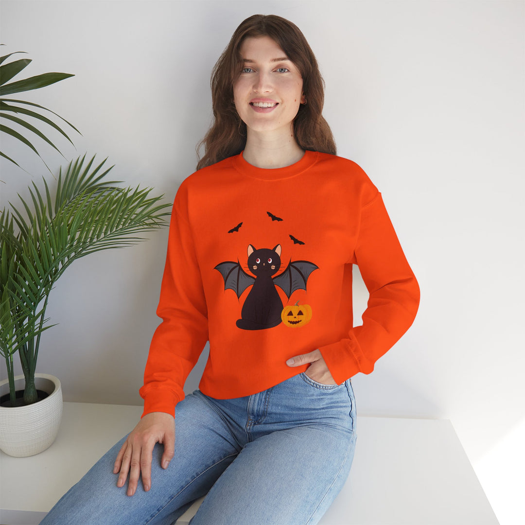 Bat Cat Halloween Crewneck Sweatshirt