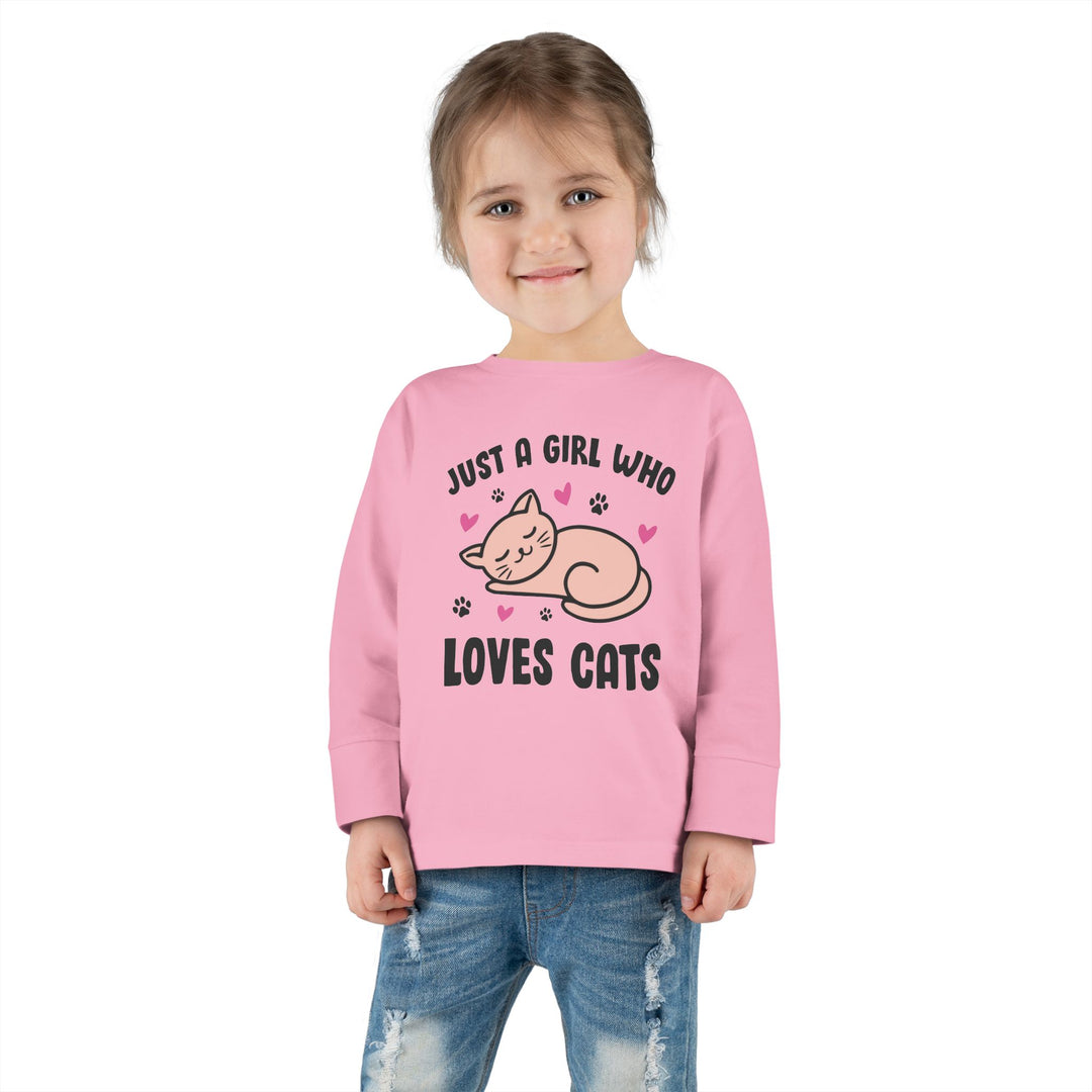 Girl Who Loves Cats Toddler Long Sleeve Tee