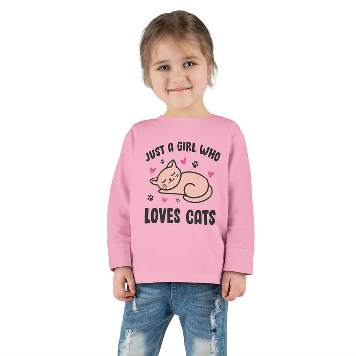 Girl Who Loves Cats Toddler Long Sleeve Tee