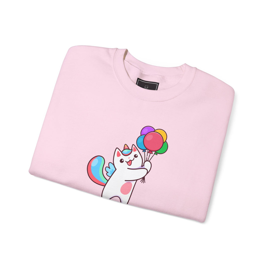 Caticorn and Balloons Unisex Crewneck Sweatshirt