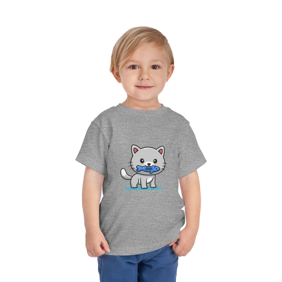Cat Eating A Fish Toddler Tee