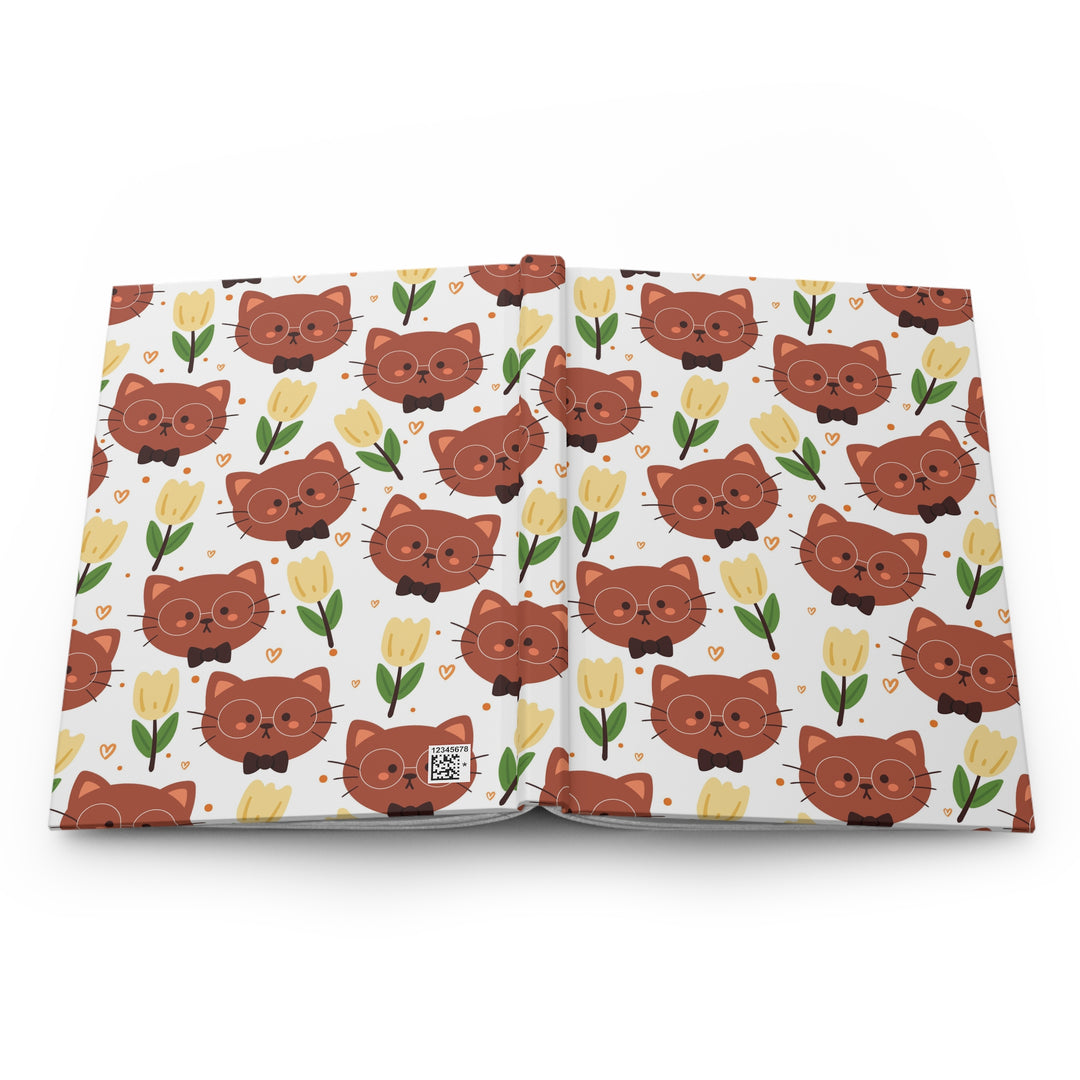 Brown Cat and Tulips Hardcover Journal