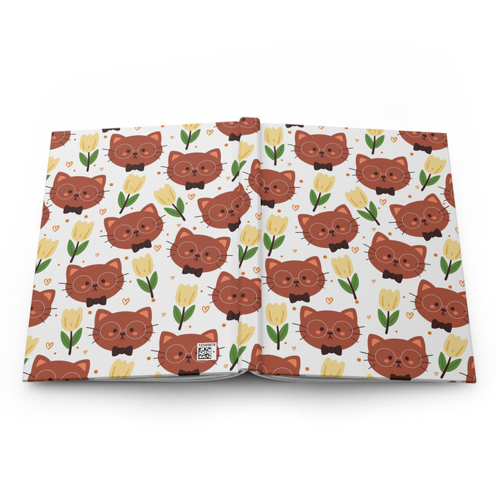 Brown Cat and Tulips Hardcover Journal