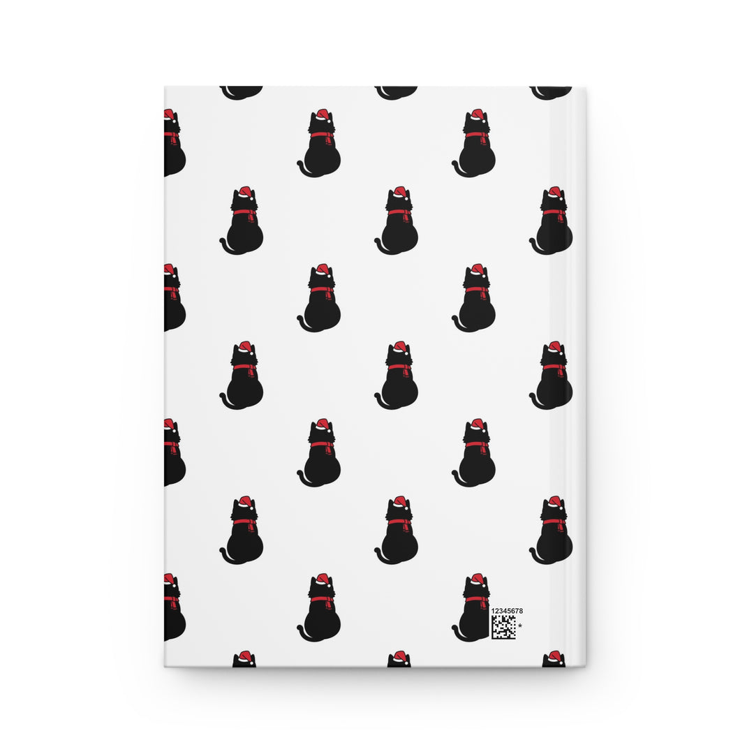 Black Cat in A Santa Hat Hardcover Journal