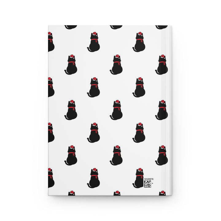 Black Cat in A Santa Hat Hardcover Journal