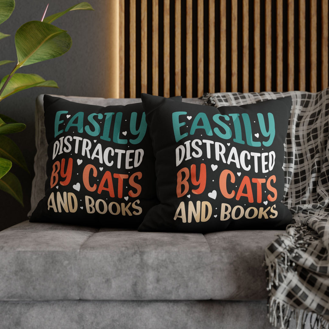 Cats and Books Square Pillow