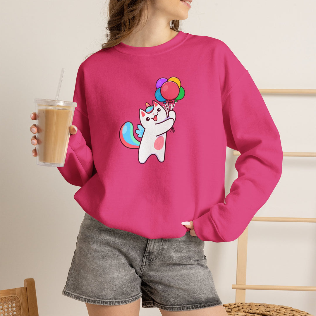 Caticorn and Balloons Unisex Crewneck Sweatshirt