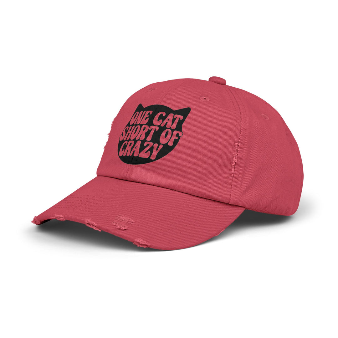 One Cat Short of Crazy Unisex Distressed Hat