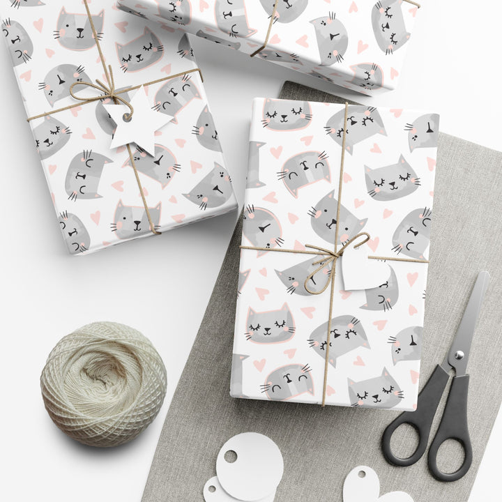 Sweet Gray Kitty Gift Wrap