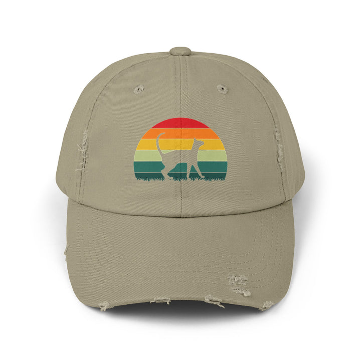 Sunset Cat Unisex Distressed Hat