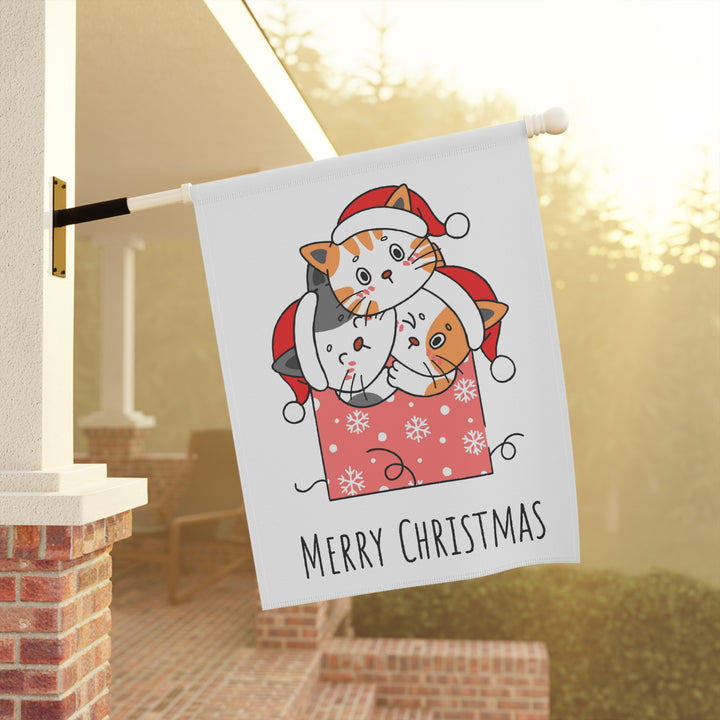 Cheerful Christmas Cats Garden & House Banner