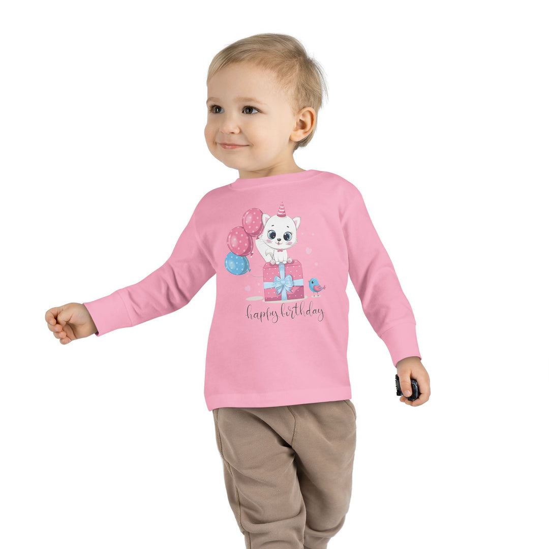 Happy Birthday Kitty Toddler Long Sleeve Tee