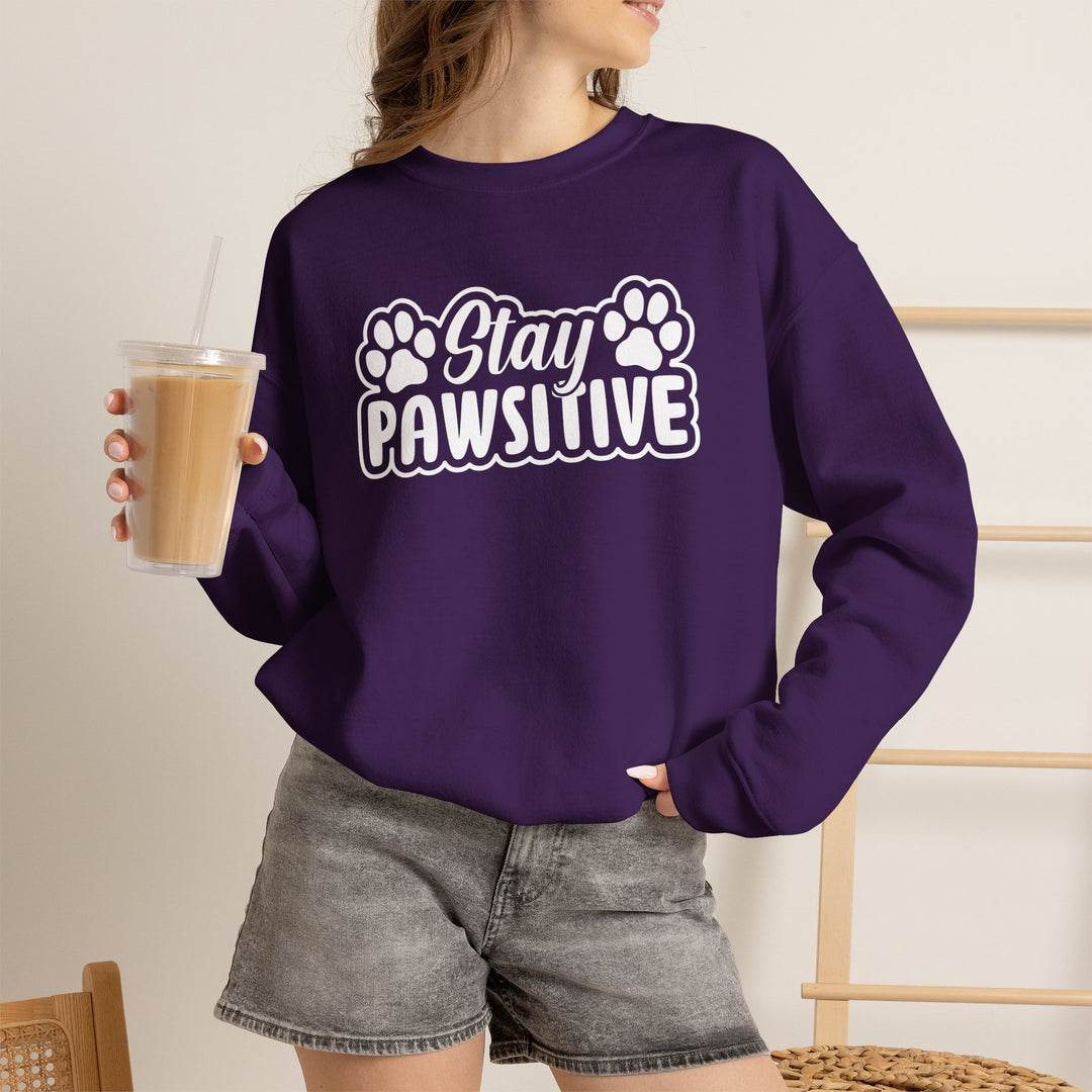 Stay Pawsitive Unisex Crewneck Sweatshirt