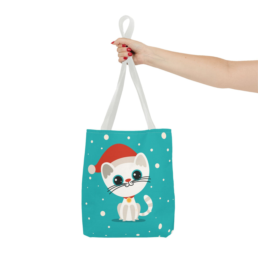 Teal Santa Cat Tote Bag