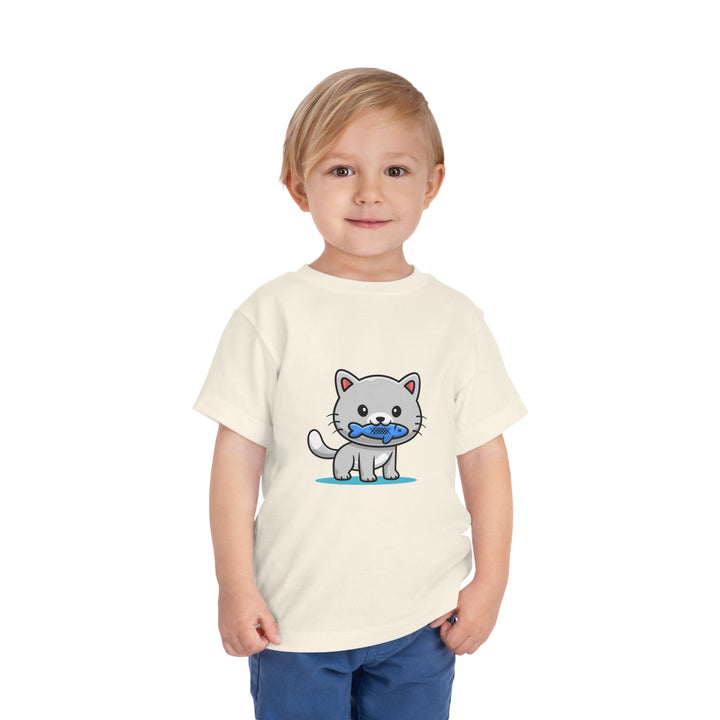 Cat Eating A Fish Toddler Tee