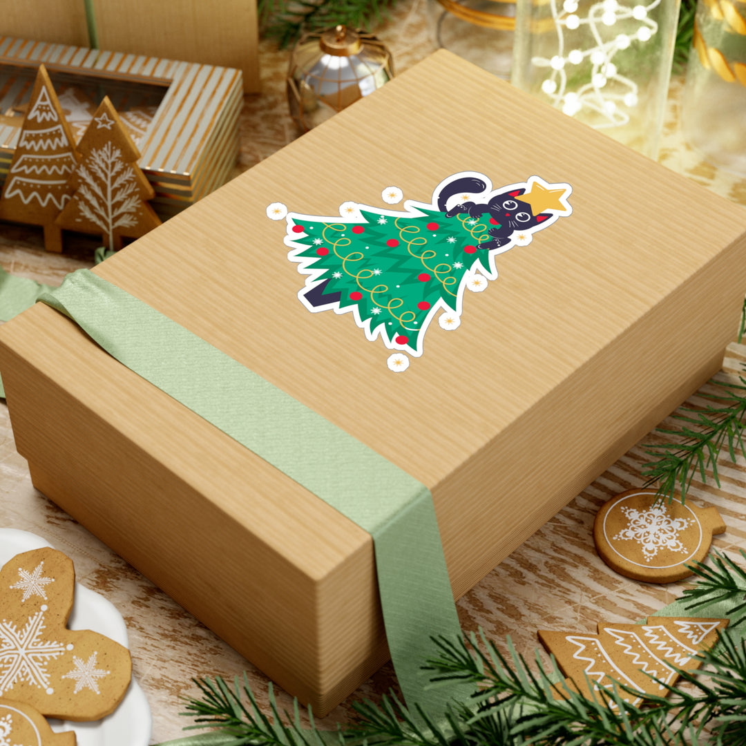 Cat Christmas Tree Sticker