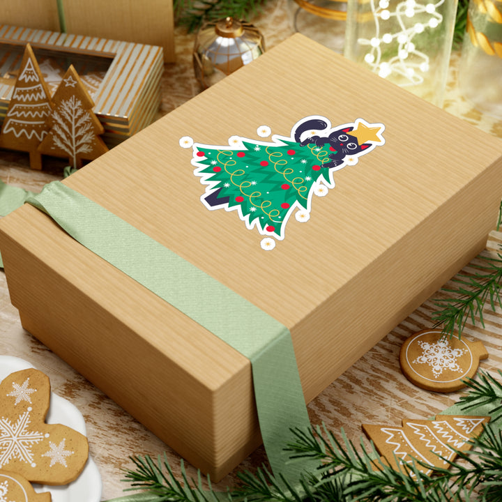 Cat Christmas Tree Sticker