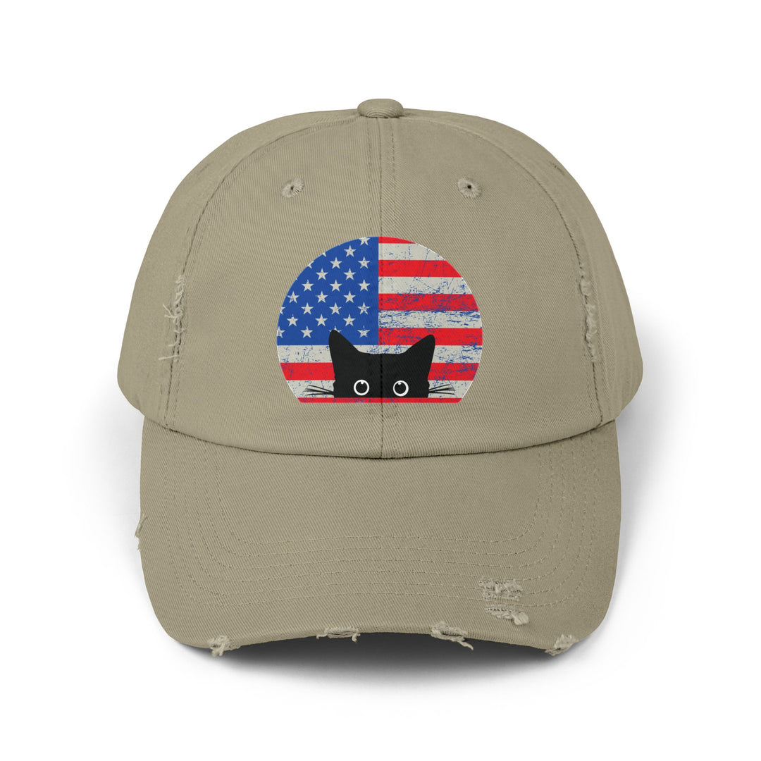 Star Spangled Kitty Unisex Distressed Hat