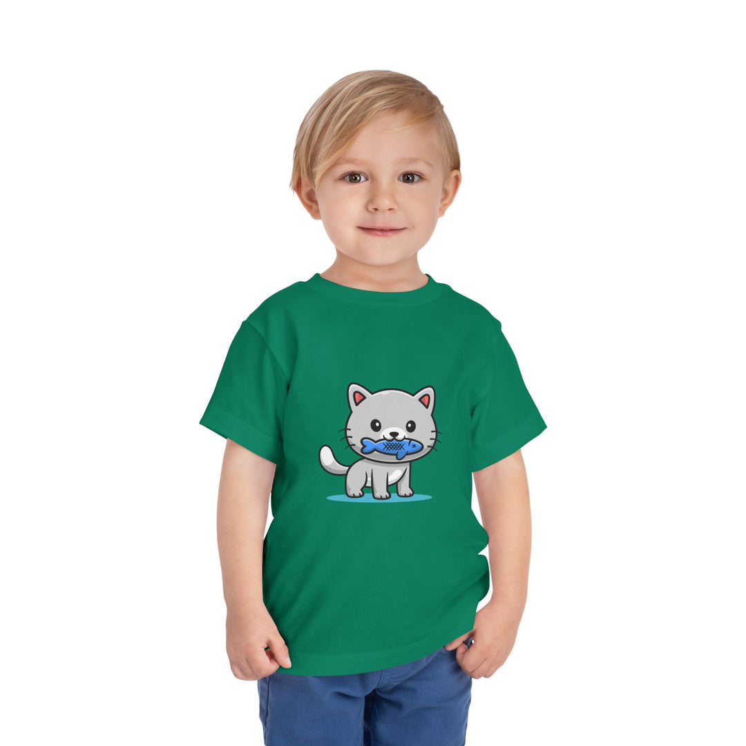 Cat Eating A Fish Toddler Tee
