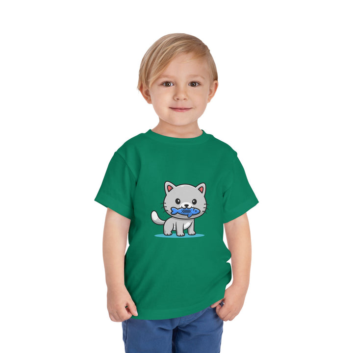 Cat Eating A Fish Toddler Tee