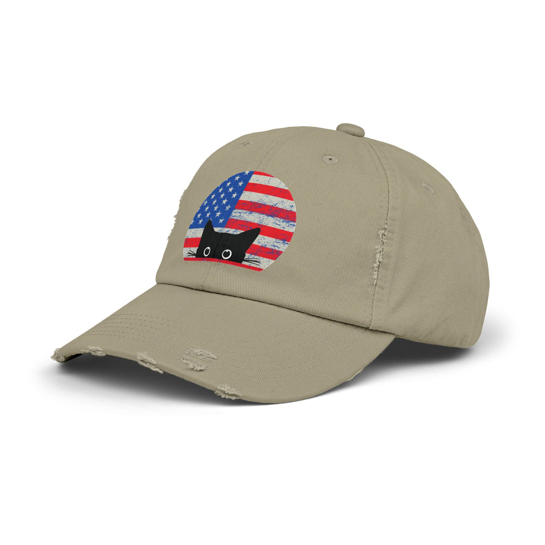 Star Spangled Kitty Unisex Distressed Hat