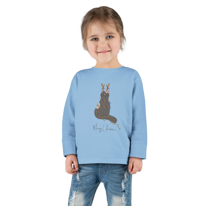 Bright Christmas Cat Toddler Long Sleeve Tee