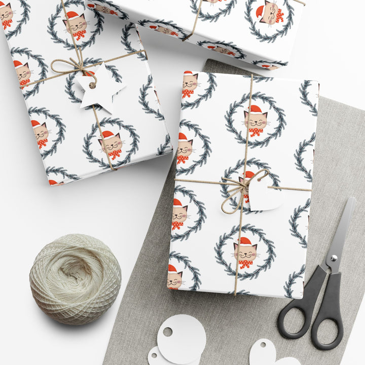 Vintage Christmas Cat Gift Wrap