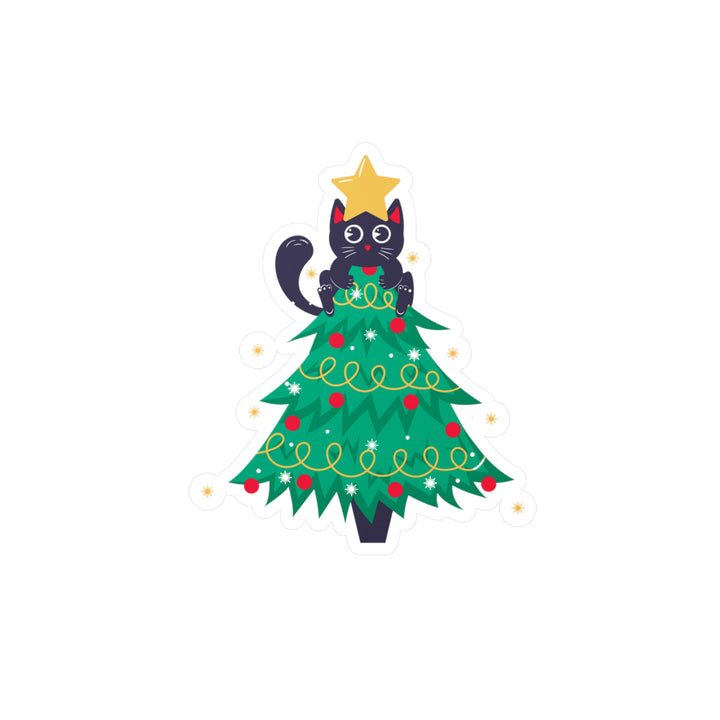 Cat Christmas Tree Sticker