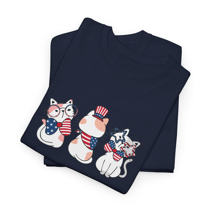 Flag Waving Cats Cotton Tee