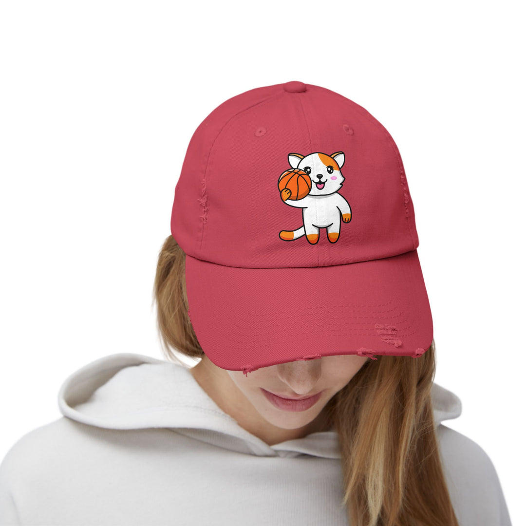 Basketball Cat Unisex Distressed Hat