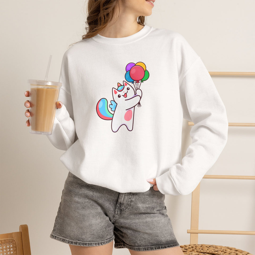 Caticorn and Balloons Unisex Crewneck Sweatshirt