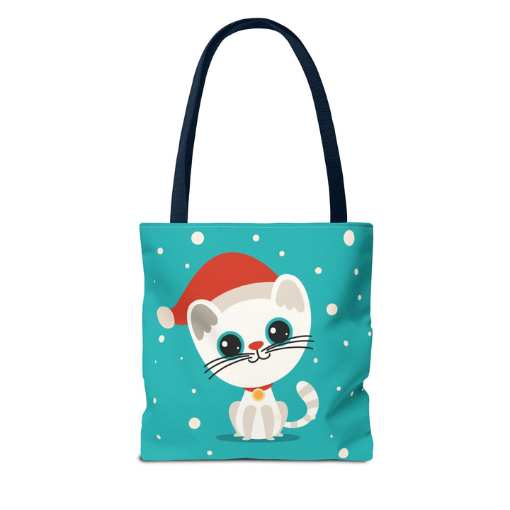 Teal Santa Cat Tote Bag