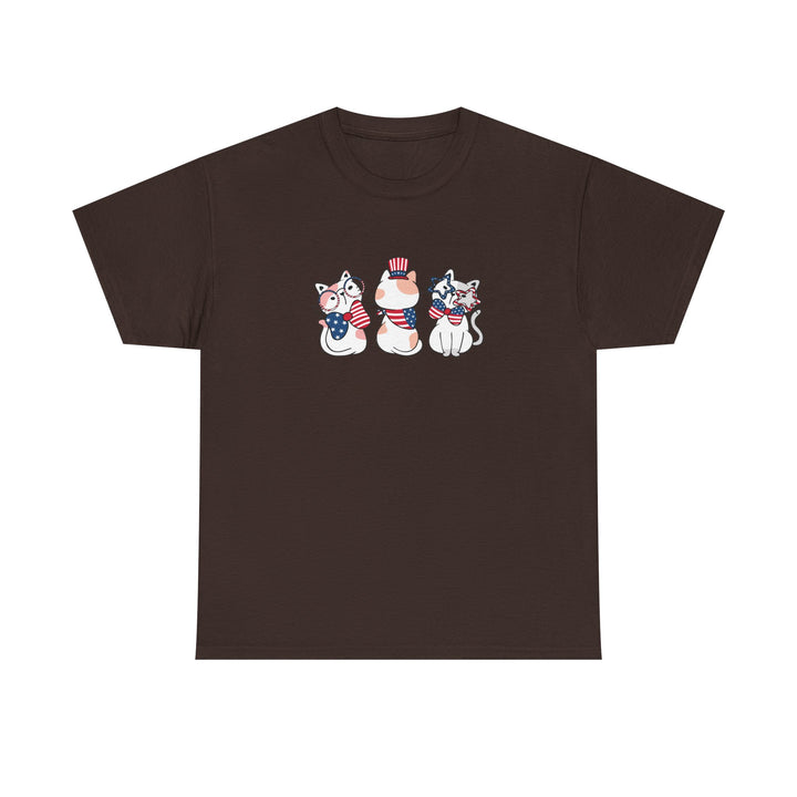 Flag Waving Cats Cotton Tee