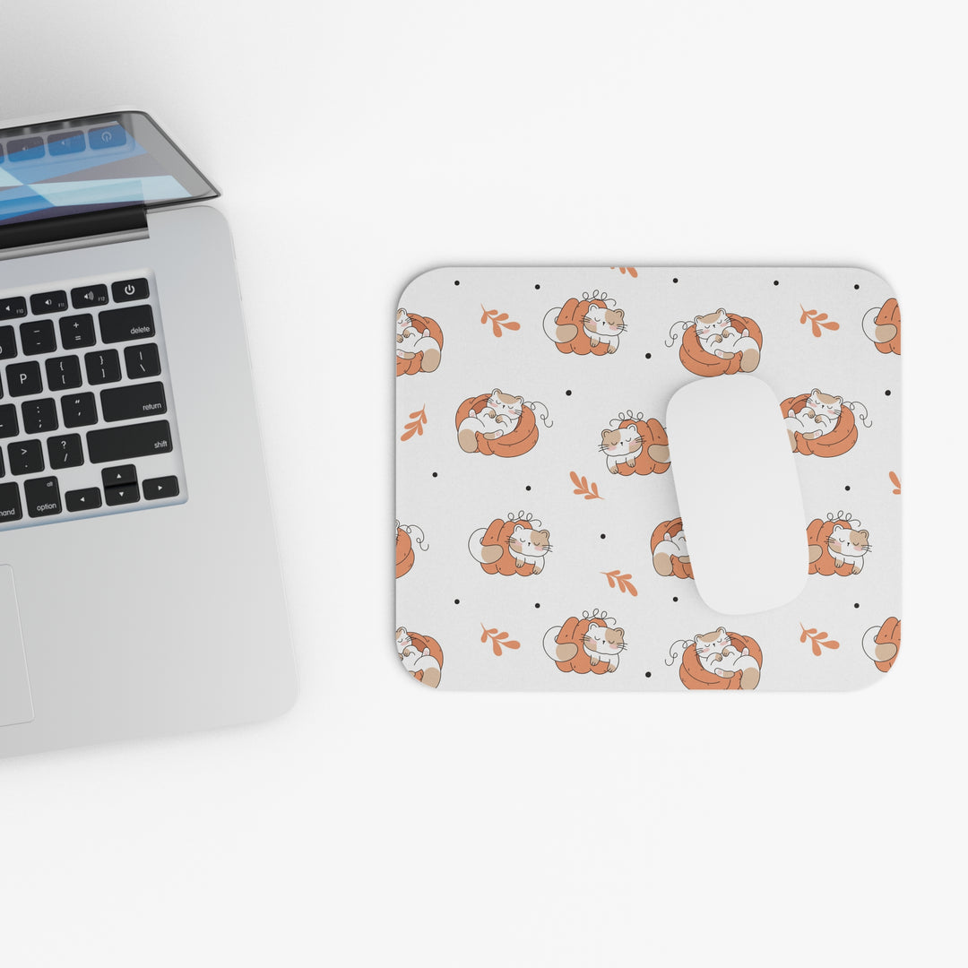 Sleepy Pumpkin Cat Mouse Pad