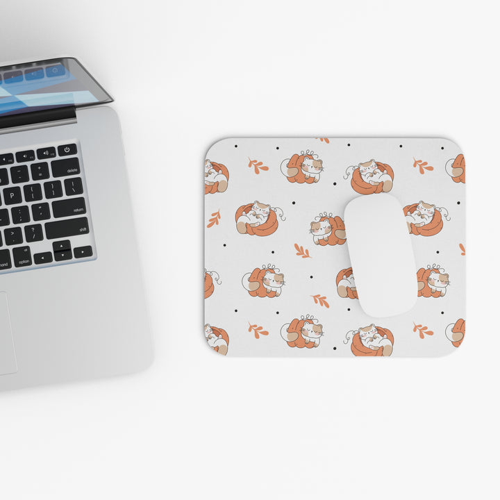 Sleepy Pumpkin Cat Mouse Pad
