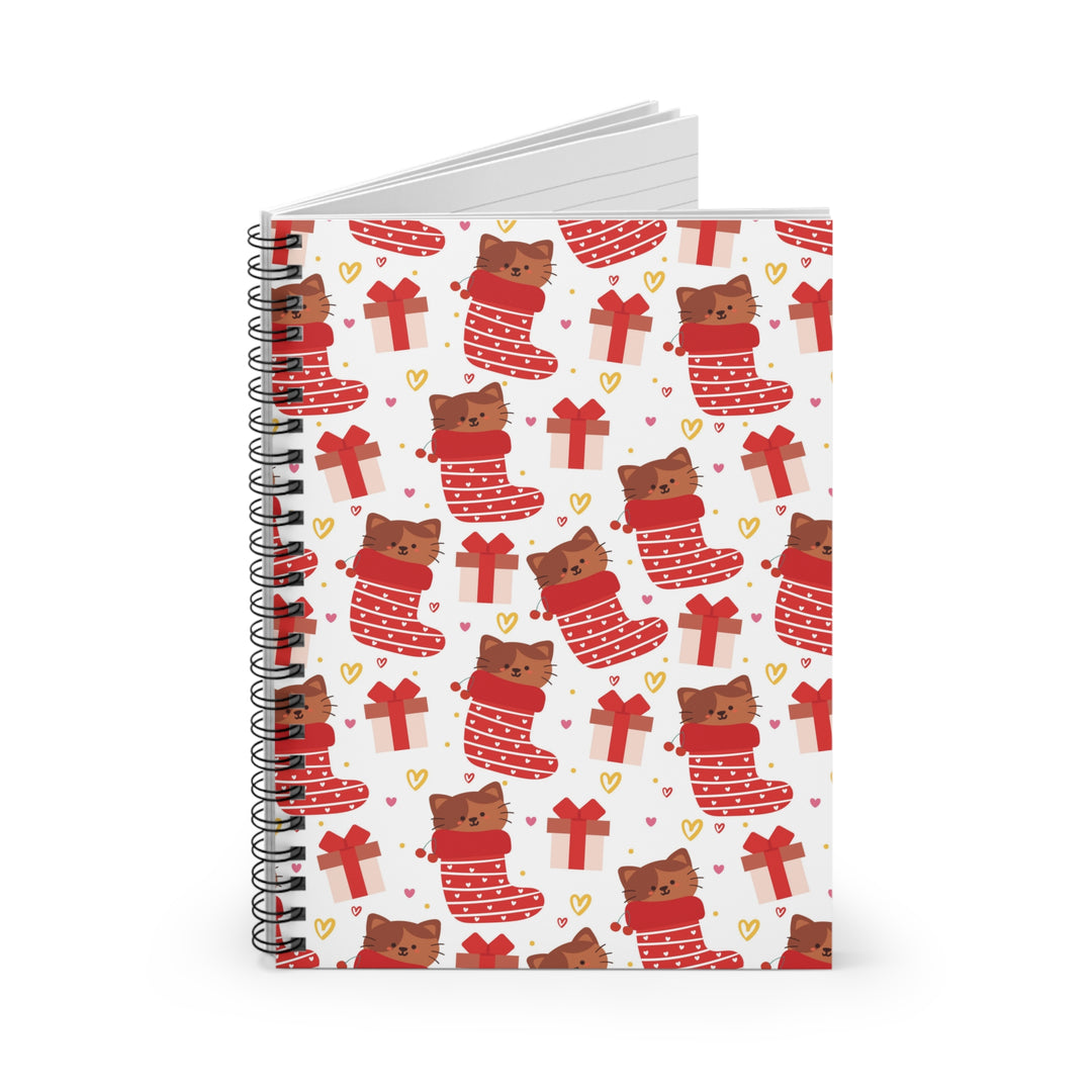 Christmas Stocking Cat Spiral Notebook