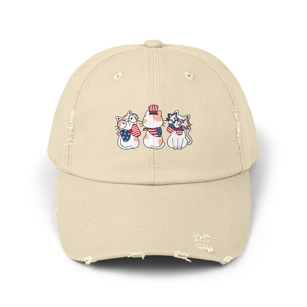 Flag Waving Cats Unisex Distressed Hat