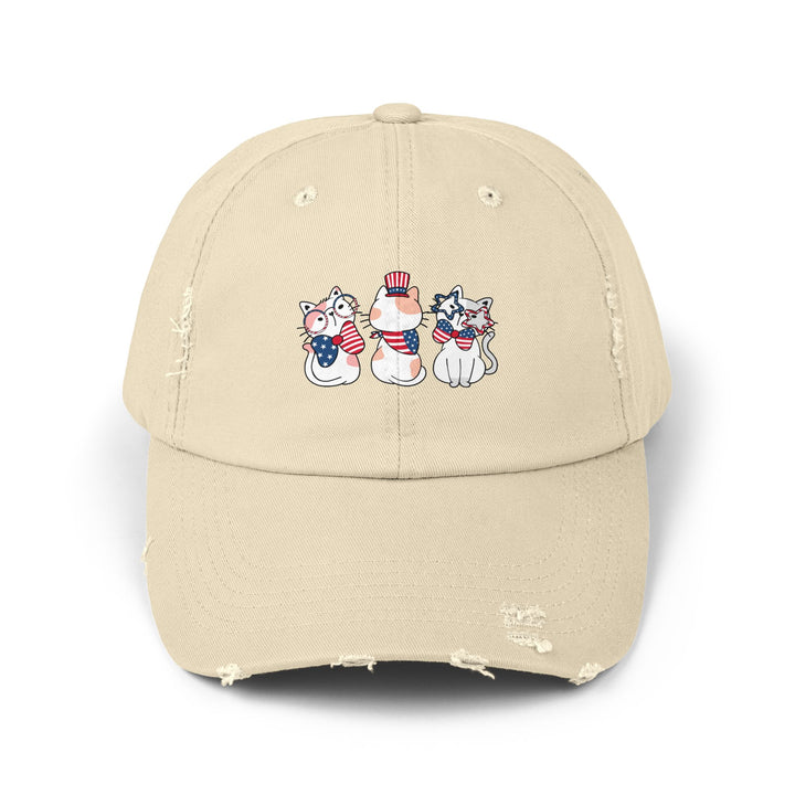 Flag Waving Cats Unisex Distressed Hat