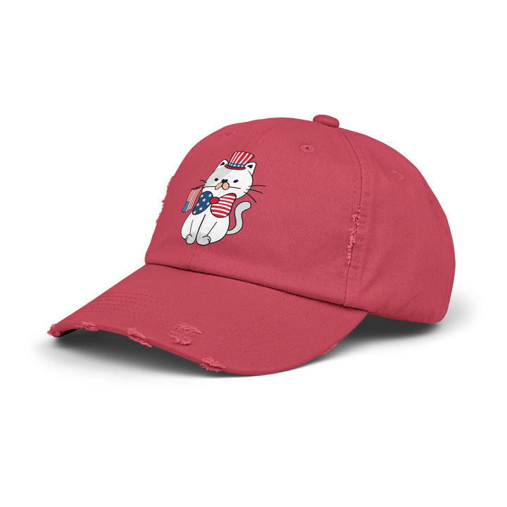 Patriotic Cat Unisex Distressed Hat