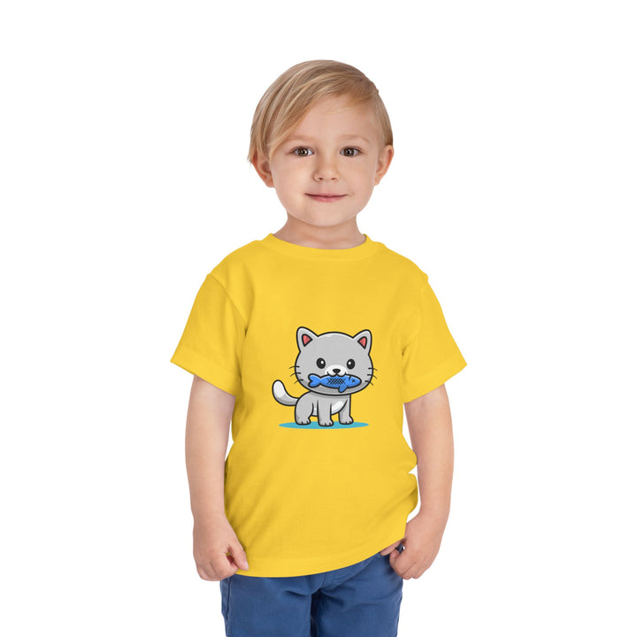Cat Eating A Fish Toddler Tee