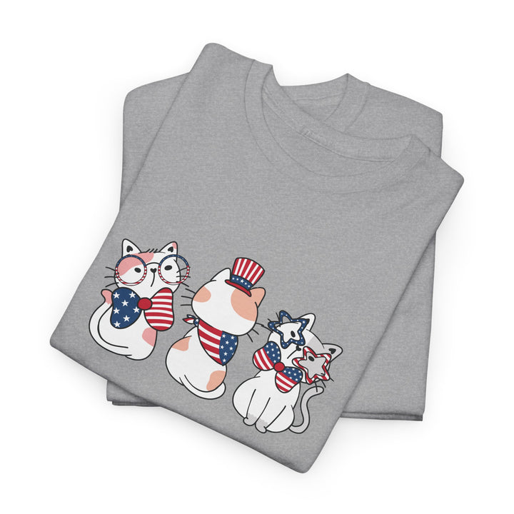 Flag Waving Cats Cotton Tee