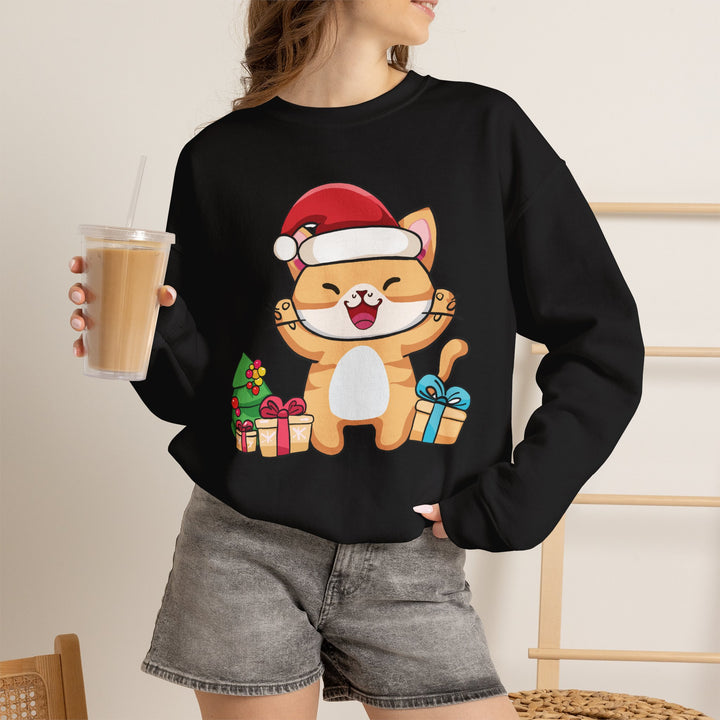 Happy Santa Cat Crewneck Sweatshirt