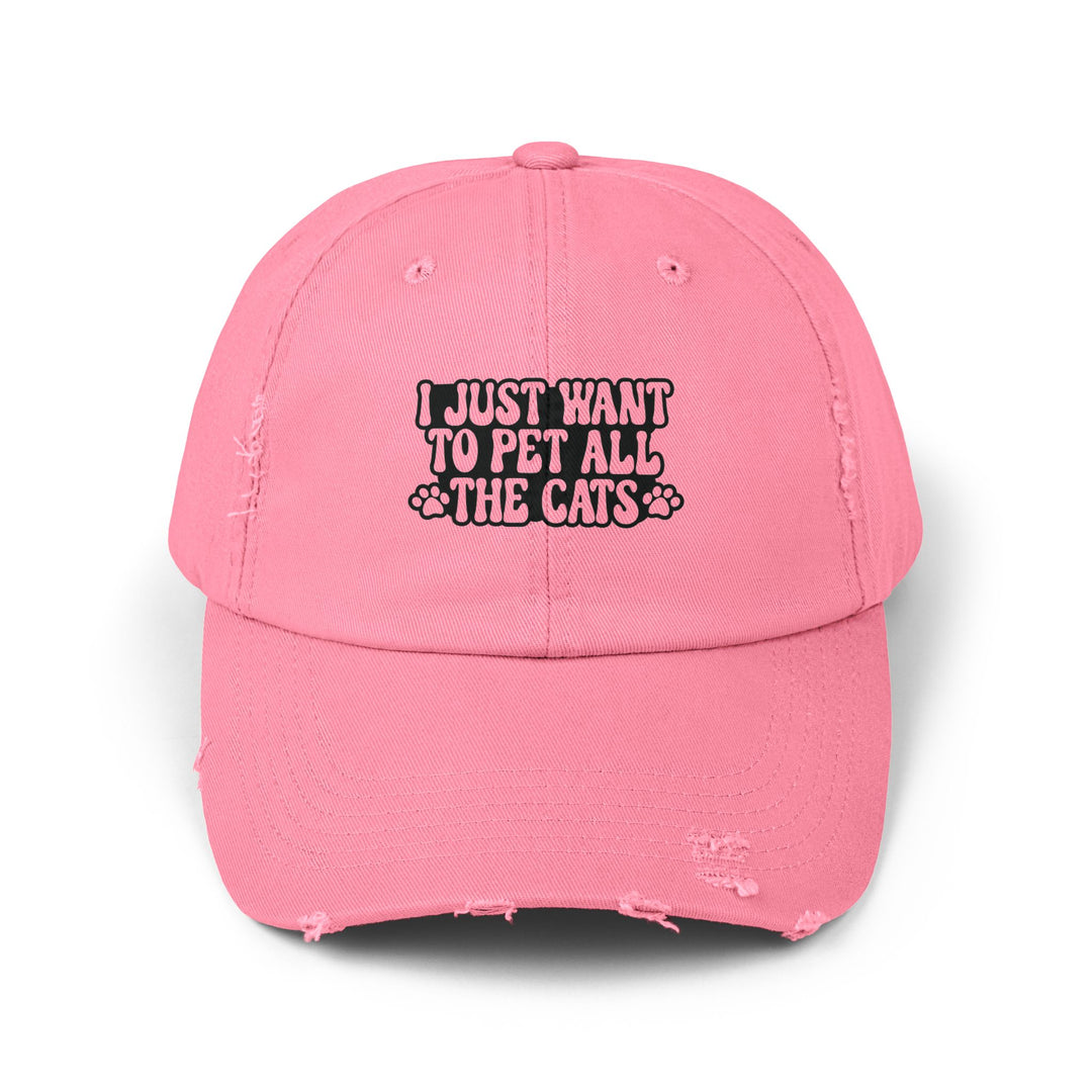 Pet All The Cats Unisex Distressed Hat