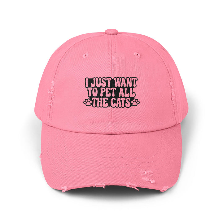 Pet All The Cats Unisex Distressed Hat