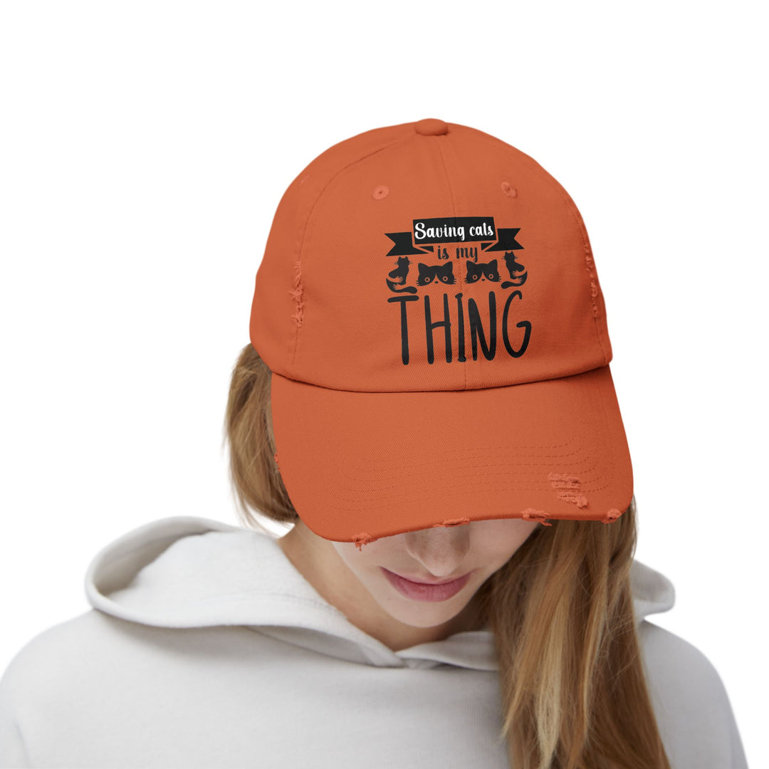 Saving Cats Unisex Distressed Hat