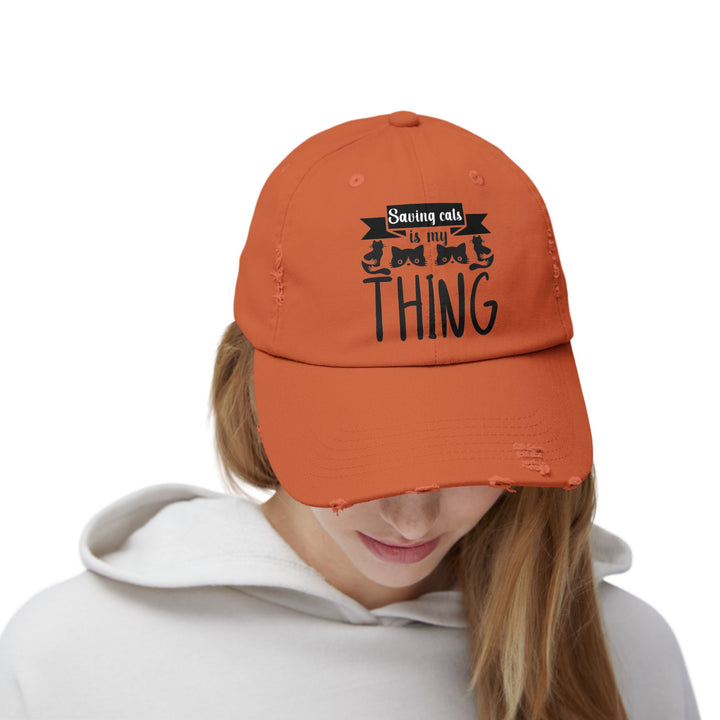 Saving Cats Unisex Distressed Hat