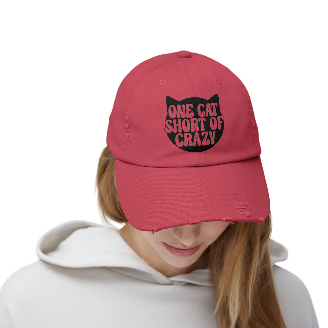 One Cat Short of Crazy Unisex Distressed Hat